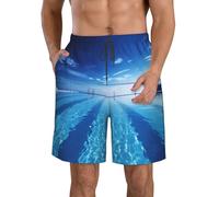 BWLHJKE Short de bain bleu pour homme à séchage rapide avec poches et cordon de serrage, Blanc, XXL