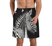 BWLHJKE Short de bain zébré noir et blanc pour homme avec poches et cordon de serrage, blanc, Medium