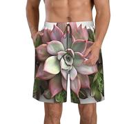 BWLHJKE Succulent Botanical Short de bain pour homme à séchage rapide avec poches et cordon de serrage, blanc, Small