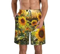 BWLHJKE Sunflowers Short de bain pour homme à séchage rapide avec poches et cordon de serrage, blanc, Medium