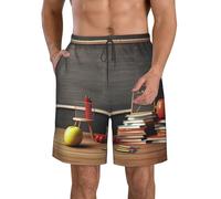 BWLHJKE Teacher Classroom Chalkboard Short de bain pour homme Séchage rapide avec poches, blanc, X-Large