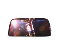 BWLHJKE Trousse de maquillage avec microphone de karaoké pour femmes et hommes, trousse de toilette de voyage, pochette esthétique, grande trousse à crayons, Argenté, One Size