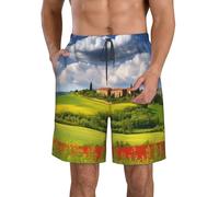 BWLHJKE Tuscany Spring Short de bain pour homme à séchage rapide avec poches et cordon de serrage, Blanc, L