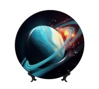 BWLHJKE Uranus Impact Assiette décorative en porcelaine anglaise avec image personnalisée avec support de présentation, assiette décorative en céramique pour décoration murale, 25,4 cm