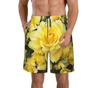 BWLHJKE Yellow Rose Short de bain pour homme à séchage rapide avec poches et cordon de serrage, blanc, Medium