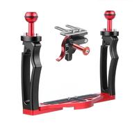 BWOFJGWH Support de Caméra sous Marine Double Poignée Cage Fixation Rig Accessoire en Alliage d'Aluminium avec Vis 1/4 Pouces et, Multicolore, Poignée Multicolore + Déclencheur