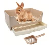 BWOGUE Grand bac à litière pour Lapin, Pot d'apprentissage de la propreté, lit d'angle avec tiroir, Grande poêle pour Animaux de Compagnie Adultes, cochons d'Inde, Lapins, Hamster, Chinchilla, Furet