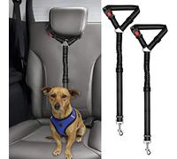 BWOGUE Lot de 2 Sangles de Ceinture de sécurité pour Chien et Chat - Réglable - Tissu Nylon - Noir - Élastique