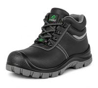 BWOLF Cobra HI S3S Chaussures de sécurité - Chaussures de travail hautes en cuir avec embout en acier, protection anti-perforation, semelle extérieure antidérapante en PU, noir, pointure 36-48