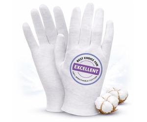 BWOLF Ivory 12/60 Paires Gants Blancs en Coton, Taille Unique et Réutilisable, pour Inspection, Argent, Bijoux, Cosmétiques