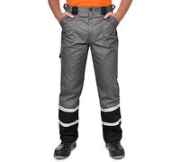 BWOLF Pantalon de Travail Homme Classique Avec Bandes Réfléchissantes 5 Poches Multifonctions Bleu/Gris, Gris, M