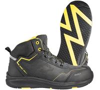 BWOLF Phoenix S3 Chaussures de Sécurité Hommes S3 Hi Nabuk Imperméables Antidérapantes 4 x 4 Grip Tech Semelles Ergo, Noir/Jaune/Bleu Nuit, 38 EU