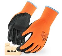 BWOLF Push Lot de 12/120 Paires de Gants De Travail pour Homme, Gants de Mécanicien, Gants de Montage avec Mousse Nitrile Robuste Orange 9 (12 Paires)