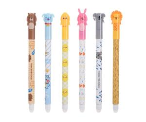 BWOOOWE 6 Pièces Stylo Effaçable Mignon Animaux Crayon Papier Rétractable Stylo Gel Écriture Douce Fournitures Scolaires Bureau Dessin Étudiants Enfants Papeterie Créative(Recharge Bleue)