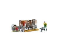 BRUDER bworld vache et veau avec agriculteur