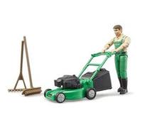 bworld Jardinier avec tondeuse à gazon et outils de jardinage G