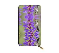 BWPDPXFJ Bird in Purple Lavender Floral Flowers - Portefeuille fin en cuir imprimé avec fermeture éclair, 12 emplacements pour cartes et poche pour pièces de monnaie, portefeuille compact de luxe pour