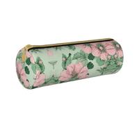 BWPDPXFJ Black Lily Pads - Trousse à crayons en cuir écologique avec fermeture éclair - Organiseur cylindrique compact pour l'école, le bureau et les voyages, blanc, Taille unique, Organiseur de sac
