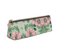 BWPDPXFJ Black Lily Pads - Trousse à crayons triangulaire en cuir - Organiseur écologique avec fermeture éclair de qualité supérieure pour l'école, le bureau et les voyages, blanc, Taille unique