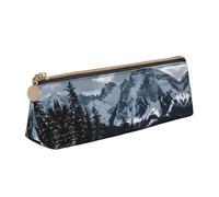 BWPDPXFJ Canadian Smokey Mountain Cliff - Trousse à crayons triangulaire en cuir imprimé - Organiseur écologique avec fermeture éclair de qualité supérieure pour l'école, le bureau et les voyages