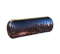 BWPDPXFJ Cityscape Night Canada - Trousse à crayons en cuir écologique avec fermeture éclair - Organiseur cylindrique compact pour l'école, le bureau et les voyages, blanc, Taille unique, Organiseur