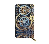 BWPDPXFJ Clock Gears - Portefeuille fin en cuir imprimé avec fermeture éclair, 12 emplacements pour cartes et poche pour pièces de monnaie, portefeuille compact de luxe pour voyage, usage