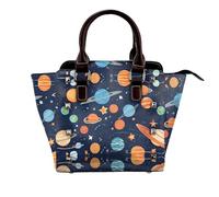 BWPDPXFJ Constellation Star Clusters Galaxies - Sac à bandoulière en cuir imprimé avec rivets, sangle réglable, plusieurs poches pour femme, école, bureau, voyage., Noir , Taille unique