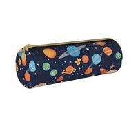 BWPDPXFJ Constellation Star Clusters Galaxies - Trousse à crayons en cuir écologique avec fermeture éclair - Organiseur cylindrique compact pour l'école, le bureau et les voyages, blanc, Taille unique