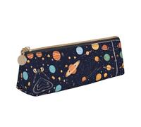 BWPDPXFJ Constellation Star Clusters - Trousse à crayons triangulaire en cuir imprimé - Organiseur écologique avec fermeture éclair de qualité supérieure pour l'école, le bureau et les voyages, blanc