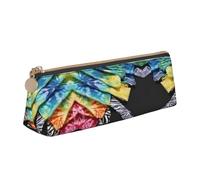BWPDPXFJ Exotic Tribe Tie Dye Style Print - Trousse à crayons triangulaire en cuir - Organiseur écologique avec fermeture éclair de qualité supérieure pour l'école, le bureau et les voyages, blanc