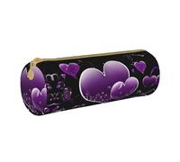 BWPDPXFJ Fashional Purple Hearts - Trousse à crayons en cuir écologique avec fermeture éclair - Organiseur cylindrique compact pour l'école, le bureau et les voyages, blanc, Taille unique, Organiseur