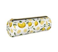 BWPDPXFJ Fresh Tropical Lemons - Trousse à crayons en cuir écologique avec fermeture éclair - Organiseur cylindrique compact pour l'école, le bureau et les voyages, blanc, Taille unique, Organiseur de