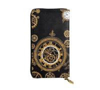 BWPDPXFJ Gears Clock Bronze Century Print - Portefeuille fin en cuir imprimé avec fermeture éclair, 12 emplacements pour cartes et poche pour pièces de monnaie, portefeuille compact de luxe pour