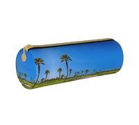 BWPDPXFJ Golf Course by The Sea - Trousse à crayons en cuir écologique avec fermeture éclair - Organiseur cylindrique compact pour l'école, le bureau et les voyages, blanc, Taille unique, Organiseur