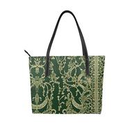 BWPDPXFJ Hunter Sac de travail imperméable en cuir synthétique léger avec compartiments Motif pétales floraux Vert, Noir , Taille unique