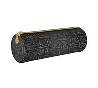 BWPDPXFJ Impression physique - Trousse à crayons en cuir écologique avec fermeture éclair - Organiseur cylindrique compact pour l'école, le bureau et les voyages, blanc, Taille unique, Organiseur de