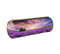 BWPDPXFJ Lavender Fields - Trousse à crayons en cuir écologique avec fermeture éclair - Organiseur cylindrique compact pour l'école, le bureau et les voyages, blanc, Taille unique, Organiseur de sac