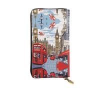 BWPDPXFJ London - Portefeuille fin en cuir imprimé avec fermeture éclair, 12 emplacements pour cartes et poche pour pièces de monnaie, portefeuille compact de luxe pour voyage, usage professionnel