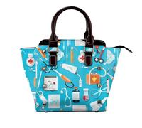 BWPDPXFJ Motif de médecine de dessin animé : sac à bandoulière en cuir imprimé avec rivets, sangle réglable, plusieurs poches pour femme, école, bureau, voyage., Noir , Taille unique