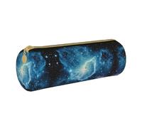 BWPDPXFJ Trousse à crayons en cuir écologique avec fermeture éclair et motif galaxie verte, bleu, violet - Organiseur cylindrique compact pour l'école, le bureau et les voyages, blanc, Taille unique
