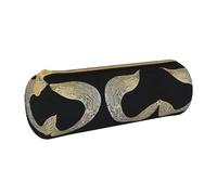 BWPDPXFJ Trousse à crayons en cuir écologique avec fermeture éclair et motif sirène noire - Organiseur cylindrique compact pour l'école, le bureau et les voyages, blanc, Taille unique, Organiseur de