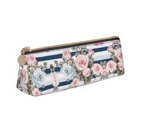 BWPDPXFJ Trousse à crayons triangulaire en cuir à rayures pour plantes succulentes - Organiseur écologique avec fermeture éclair de qualité supérieure pour l'école, le bureau et les voyages, blanc