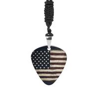 BWQMNT Collier rétro avec pendentif en forme de médiator de guitare avec drapeau américain : un cadeau idéal pour maman et partenaire qui dure et est élégant, taille unique, Acier titane, Pas de gemme