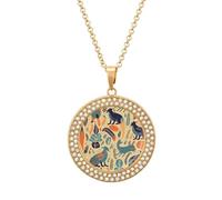 BWQMNT Collier rond en alliage et diamant avec texture marbrée noire et dorée - Convient pour un anniversaire, la fête des mères, One size, Zinc, Diamant