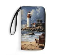 BWQMNT Portefeuille en cuir durable et portable avec imprimé phare de mer : parfait pour ranger des cartes, de l'argent liquide et un style de vie en déplacement, c'est un cadeau de vacances idéal