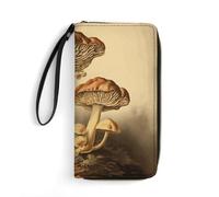 BWQMNT Portefeuille en cuir imprimé champignons vintage durable et portable : parfait pour ranger des cartes, de l'argent liquide et un style de vie en déplacement, c'est un cadeau de vacances idéal