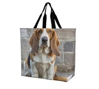 BWQMNT Sacs d'épicerie réutilisables pour clôtures et chevaux - Résistants et lavables, Basset Hound, 40x40x16cm