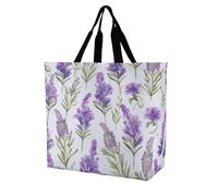 BWQMNT Sacs d'épicerie réutilisables Sac fourre-tout Street of Italy Sacs de courses résistants et lavables, Fleurs de lavande, 40x40x16cm
