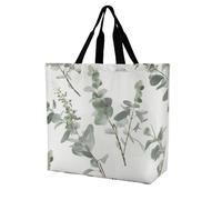 BWQMNT Sacs d'épicerie réutilisables, sacs fourre-tout, blancs, verdure naturelle, sacs de courses, sacs de courses résistants et lavables, Brindille de verdure naturelle blanche, 40x40x16cm