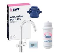 BWT AQA drink Pure 2.0 Taste | Robinet de cuisine chromé avec bec C extractible, douchette d'évier pivotante | filtre les particules comme le sable et la rouille